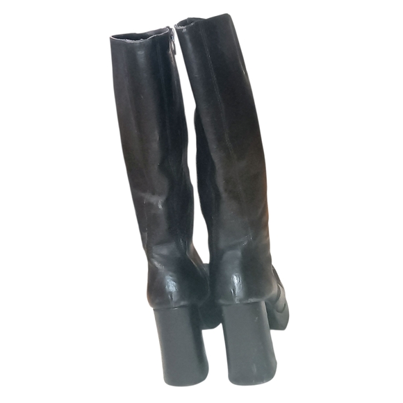 Steve Madden Chunky Platform Shush Black Heeled Boots Sz 10B - Picture 2 of 16